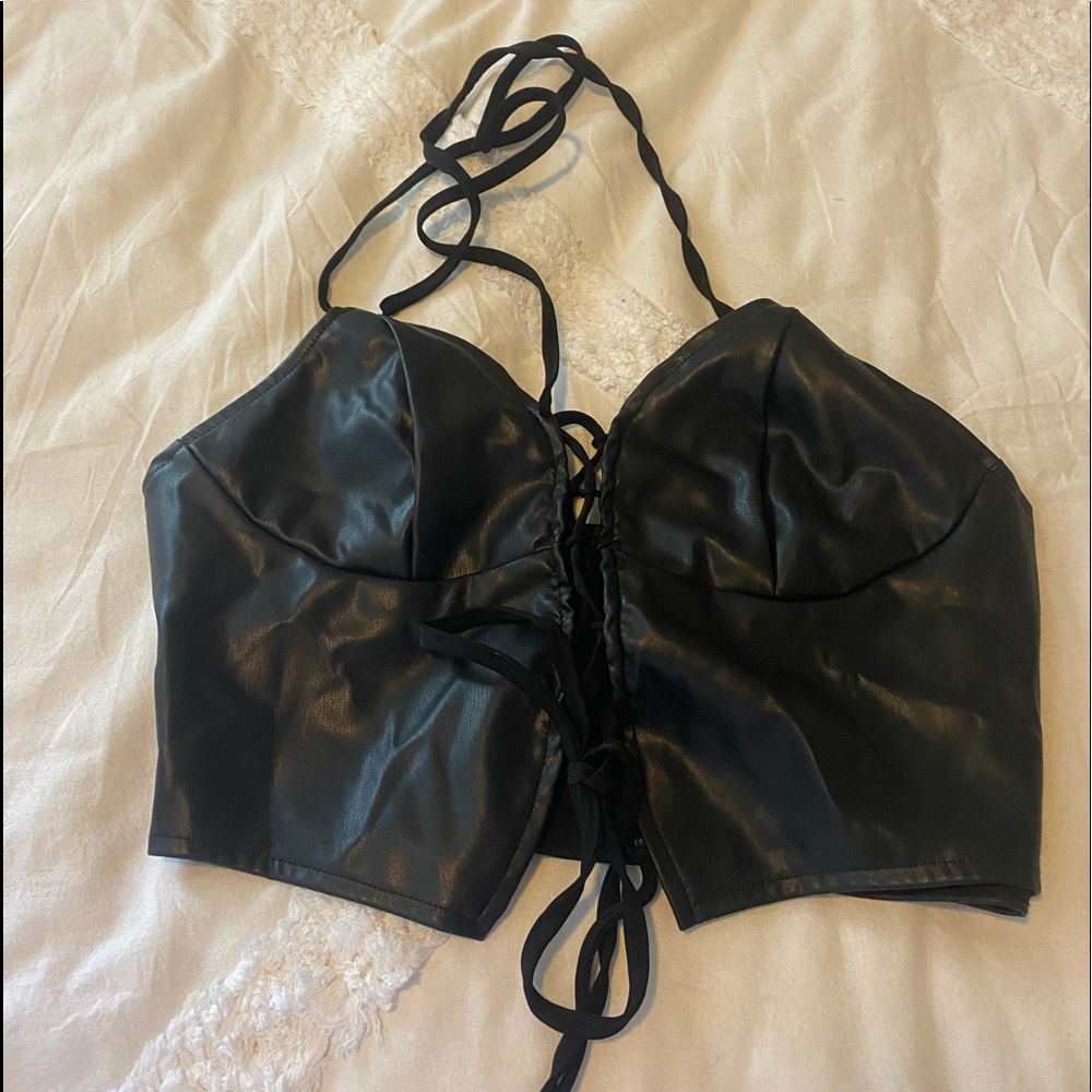 Leather crop top